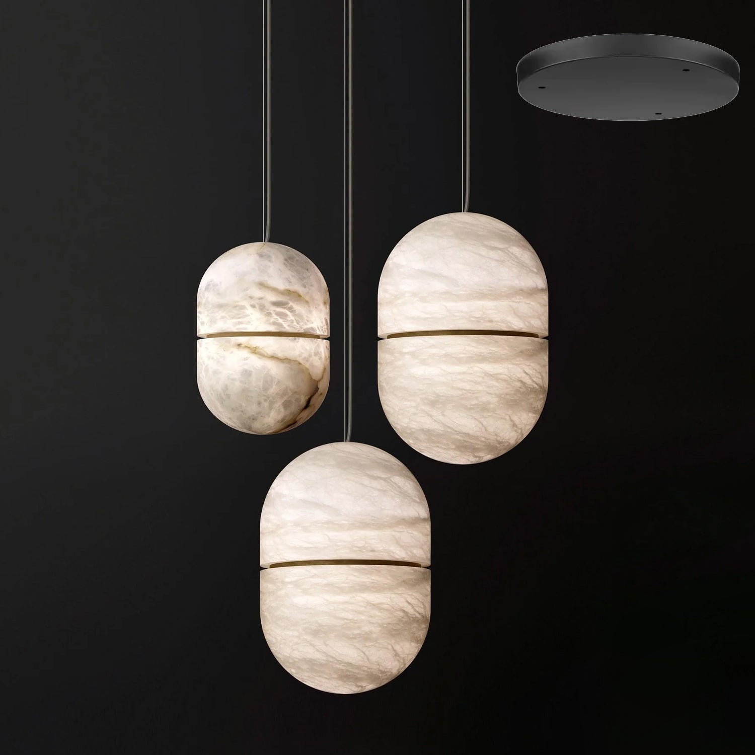 Satatr Alabaster Pendant Light Capsule-shaped-Neutral Decor