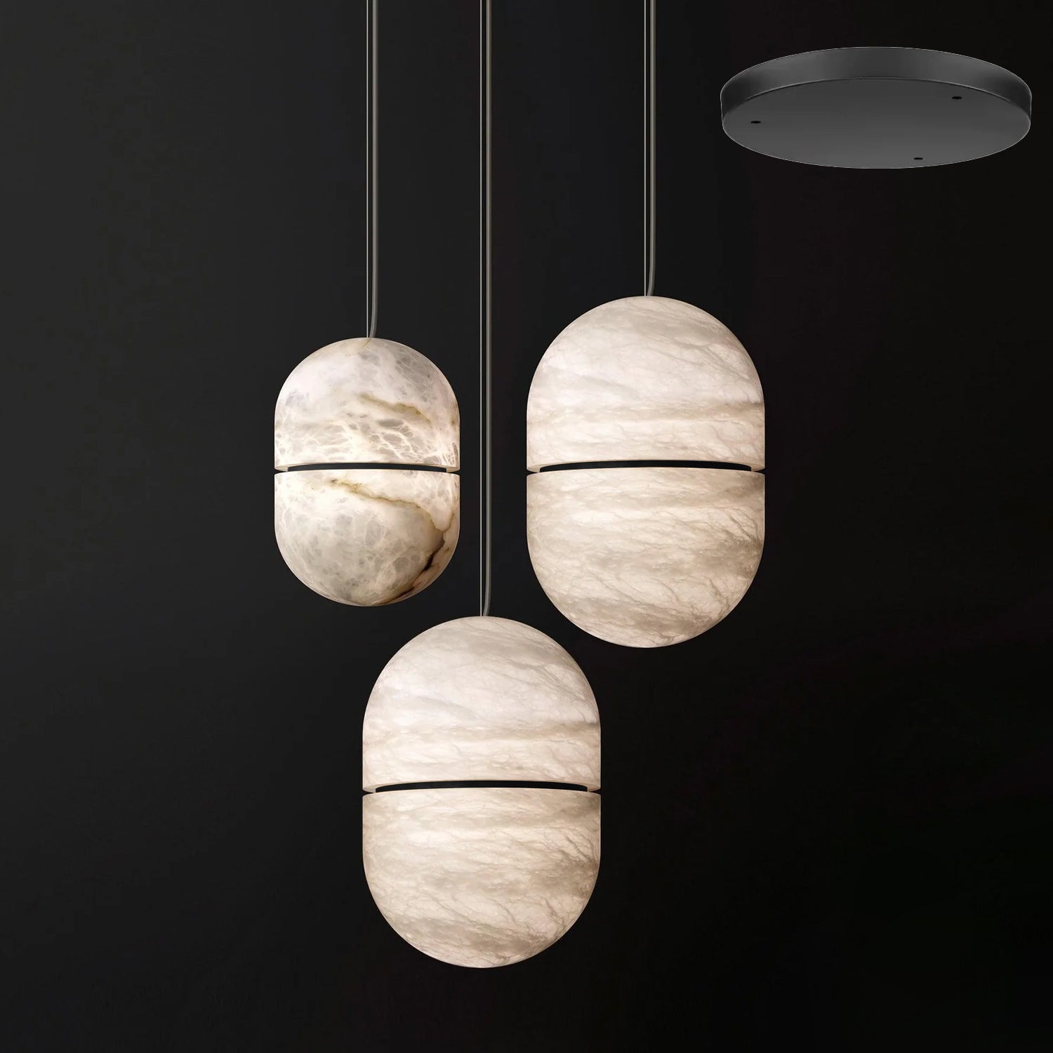 Satatr Alabaster Pendant Light Capsule-shaped-Neutral Decor