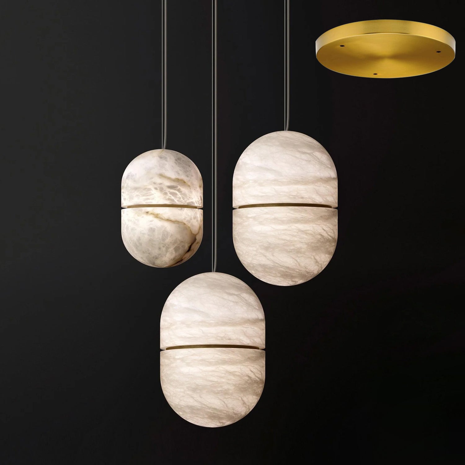 Satatr Alabaster Pendant Light Capsule-shaped-Neutral Decor