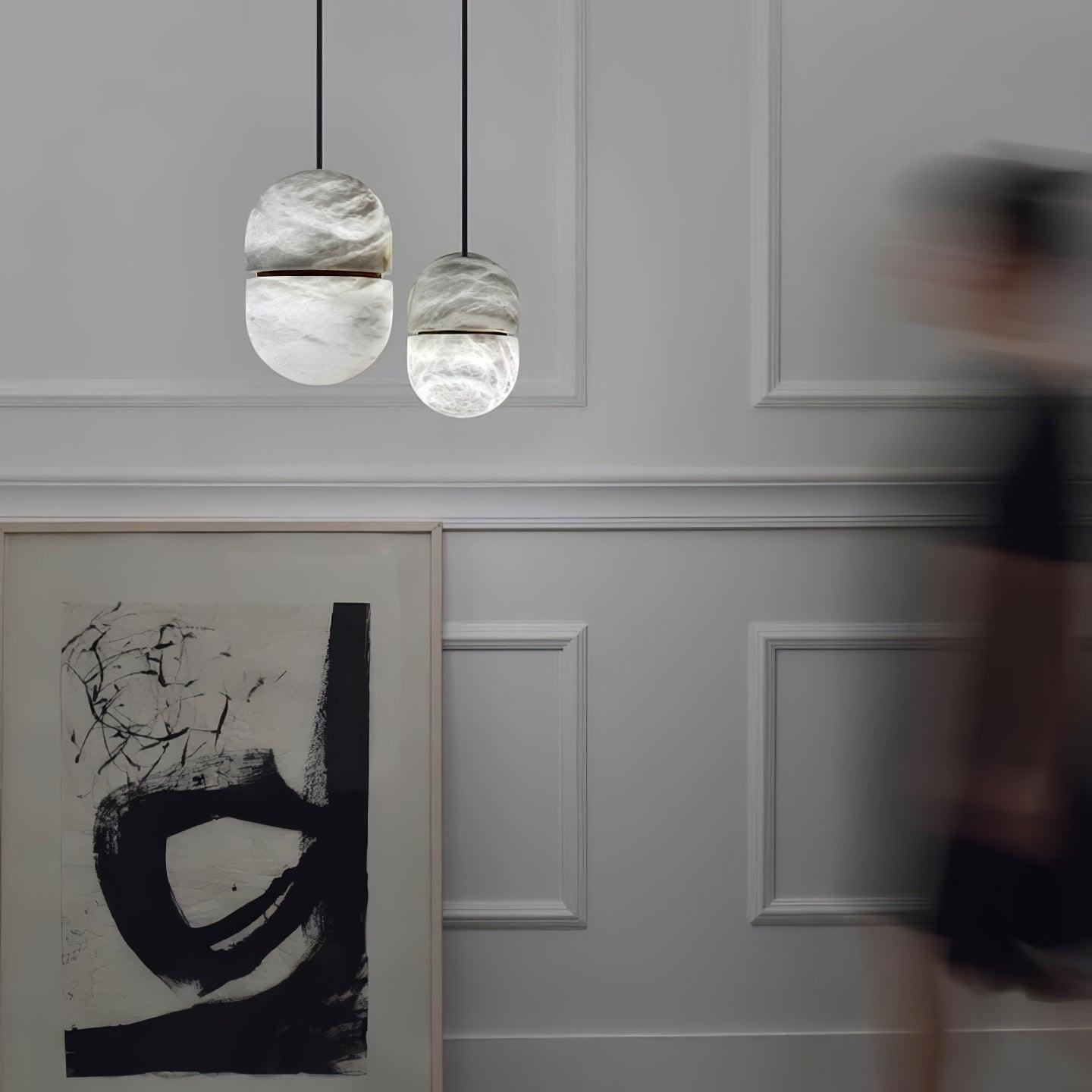 Satatr Alabaster Pendant Light Capsule-shaped-Neutral Decor