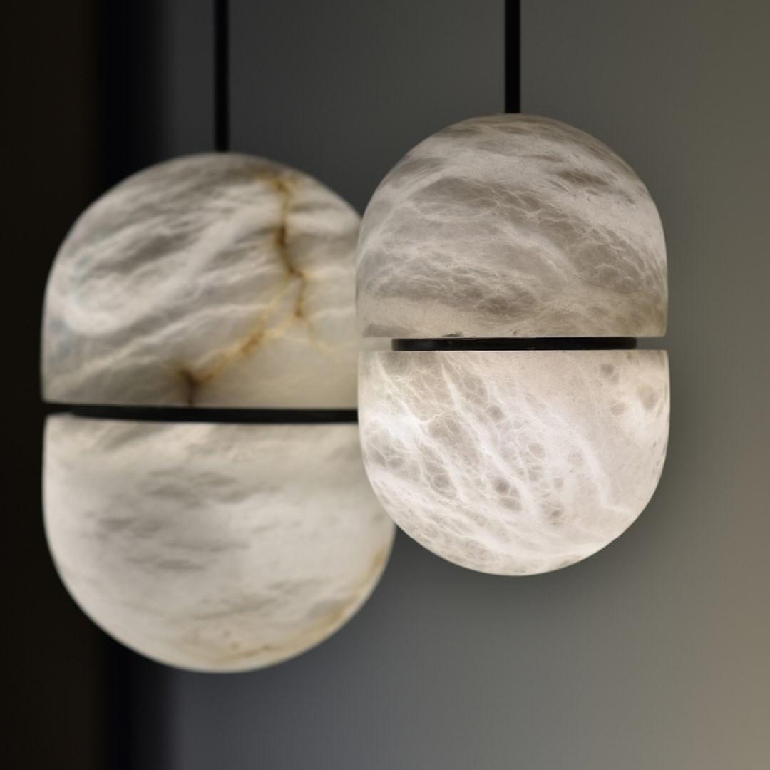 Satatr Alabaster Pendant Light Capsule-shaped-Neutral Decor