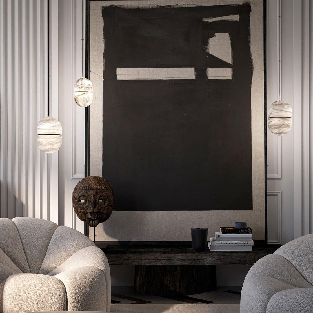 Satatr Alabaster Pendant Light Capsule-shaped-Neutral Decor