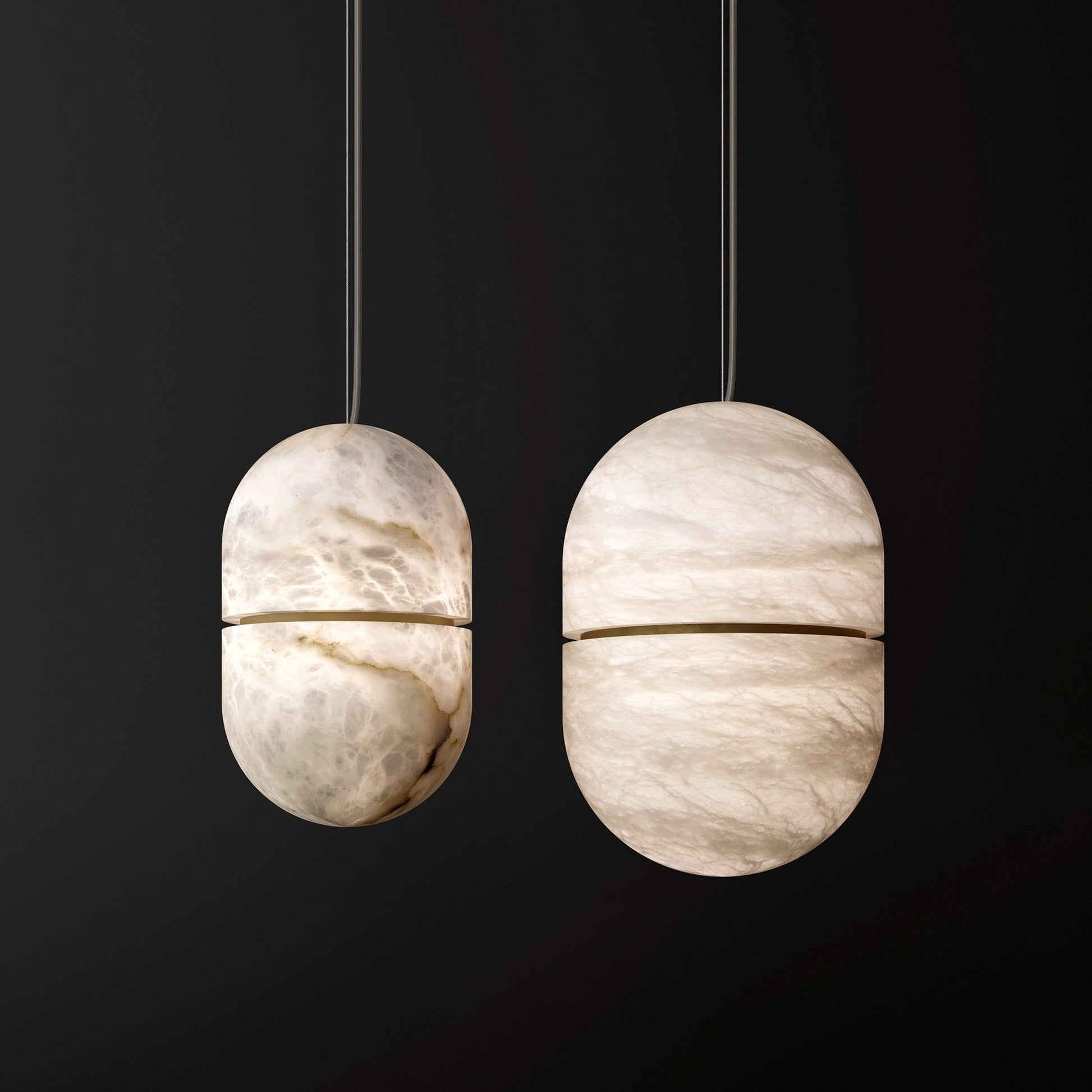 Satatr Alabaster Pendant Light Capsule-shaped-Neutral Decor