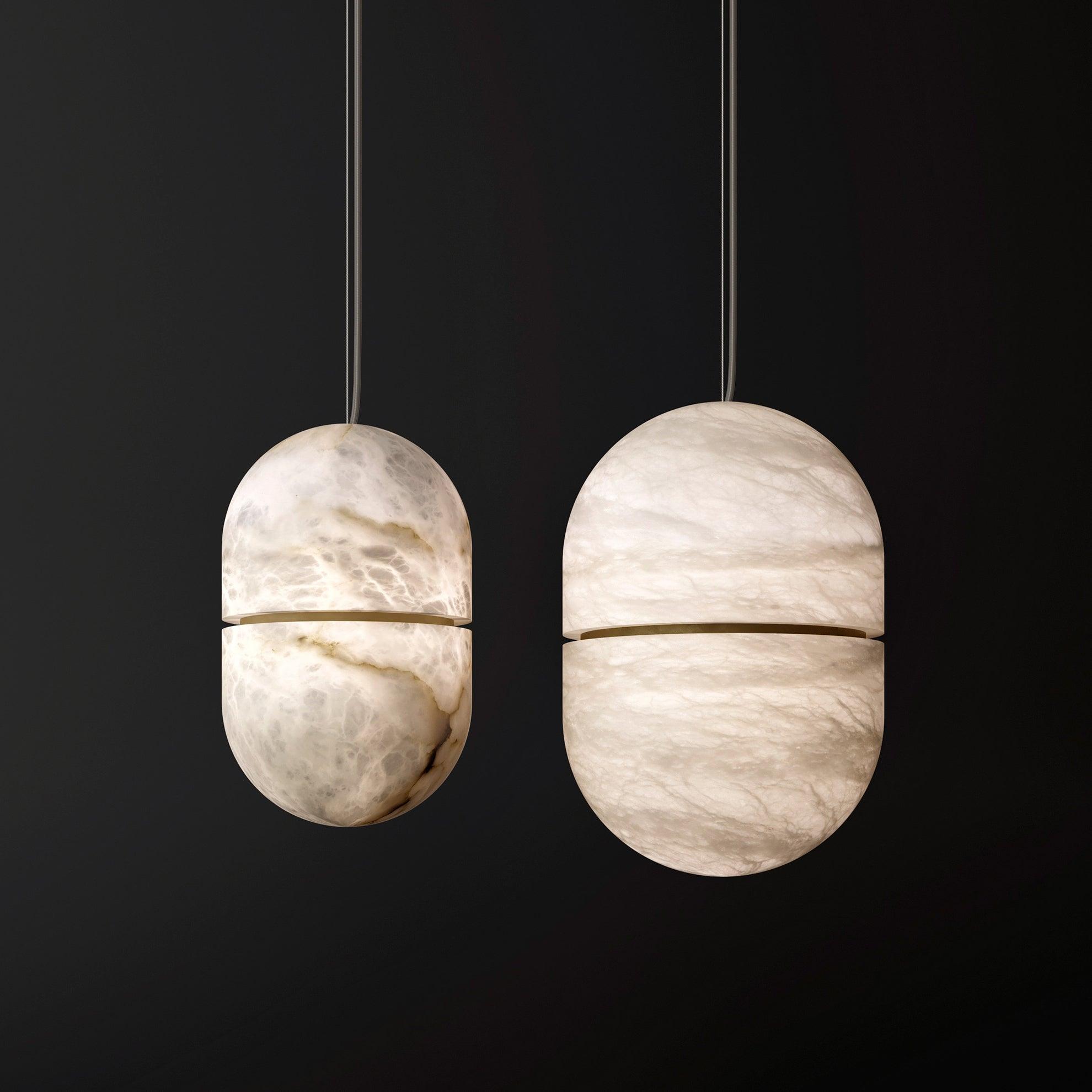 Satatr Alabaster Pendant Light Capsule-shaped-Neutral Decor
