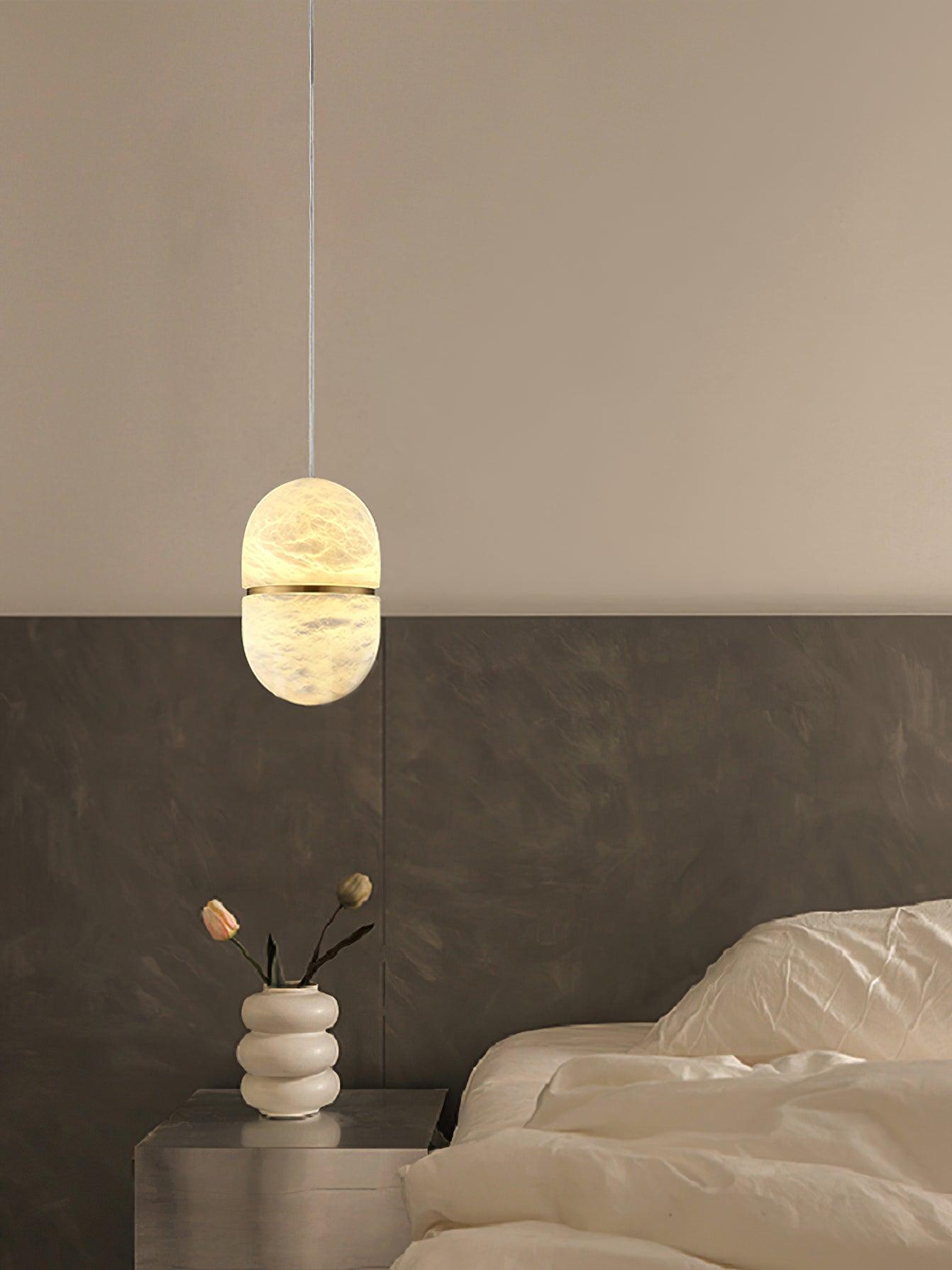 Satatr Alabaster Pendant Light Capsule-shaped-Neutral Decor