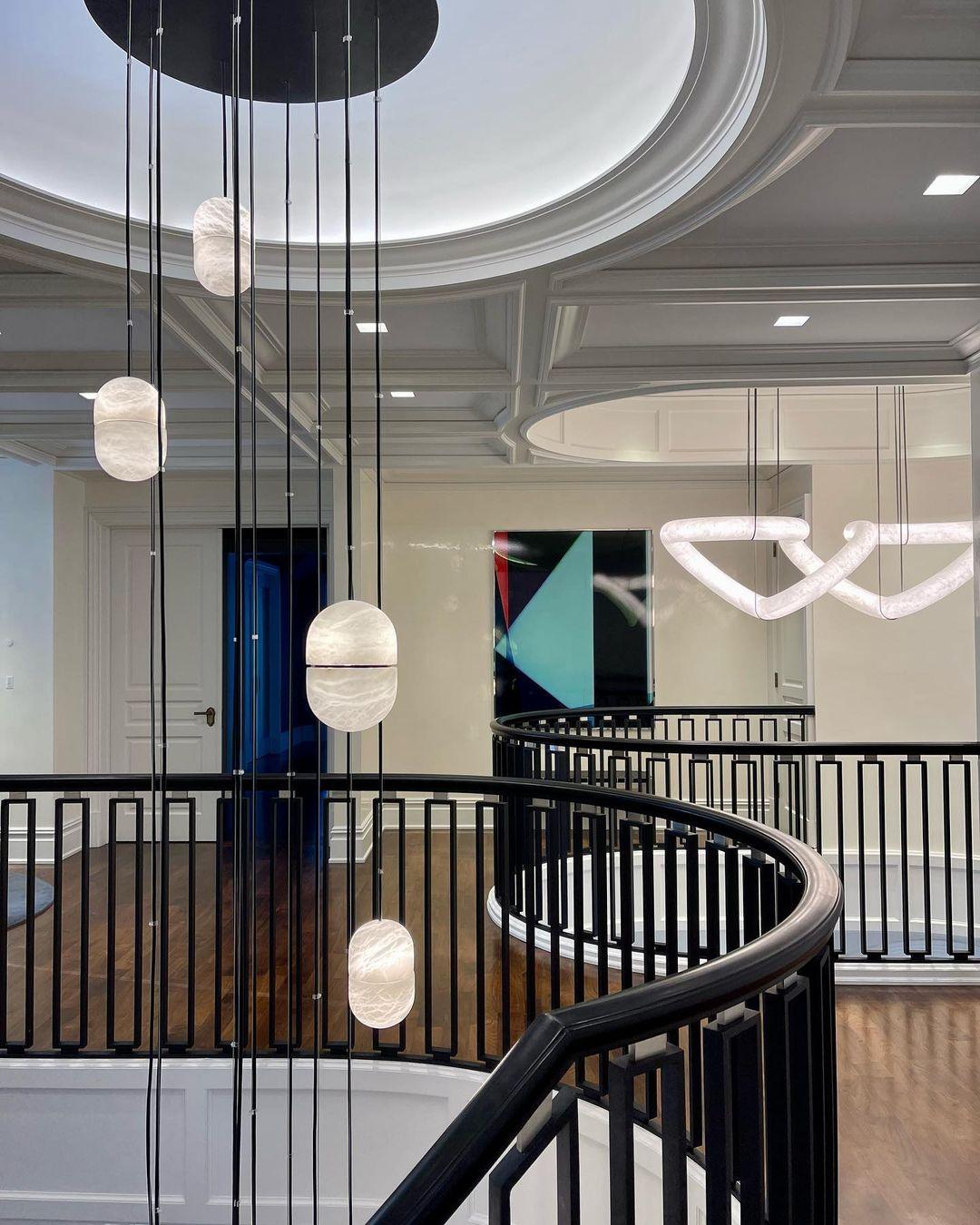Satatr Alabaster Pendant Light Capsule-shaped-Neutral Decor