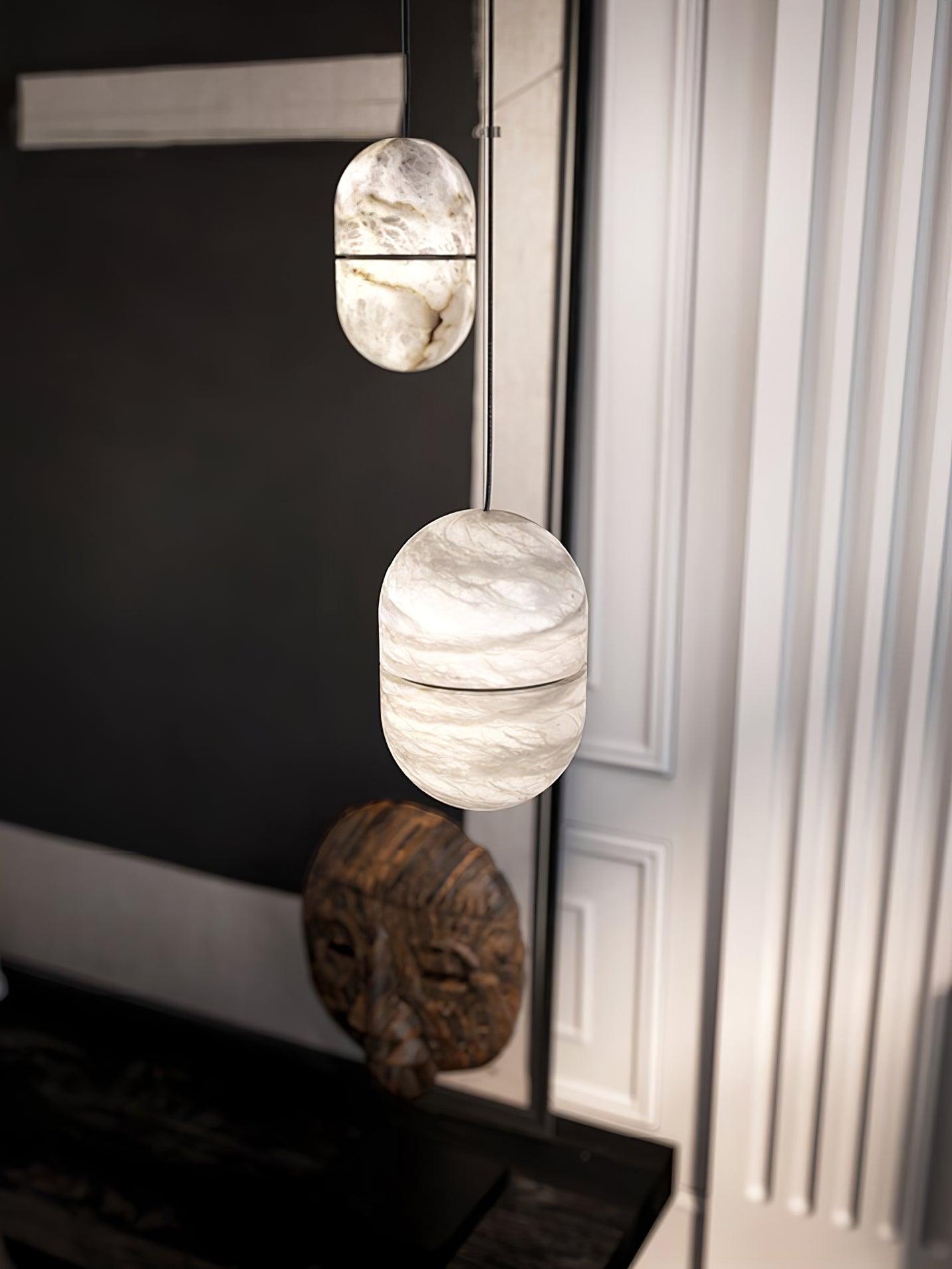 Satatr Alabaster Pendant Light Capsule-shaped-Neutral Decor