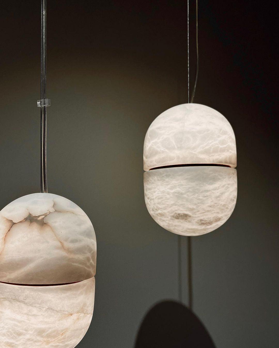 Satatr Alabaster Pendant Light Capsule-shaped-Neutral Decor