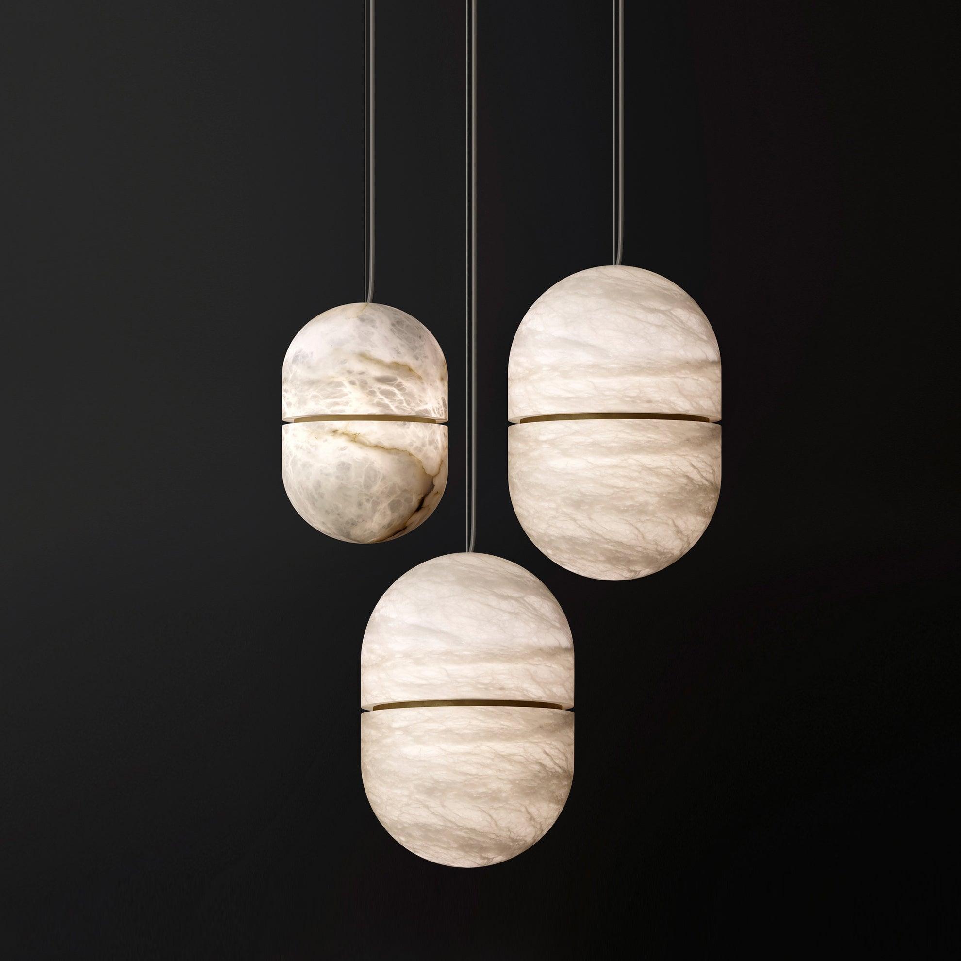 Satatr Alabaster Pendant Light Capsule-shaped-Neutral Decor