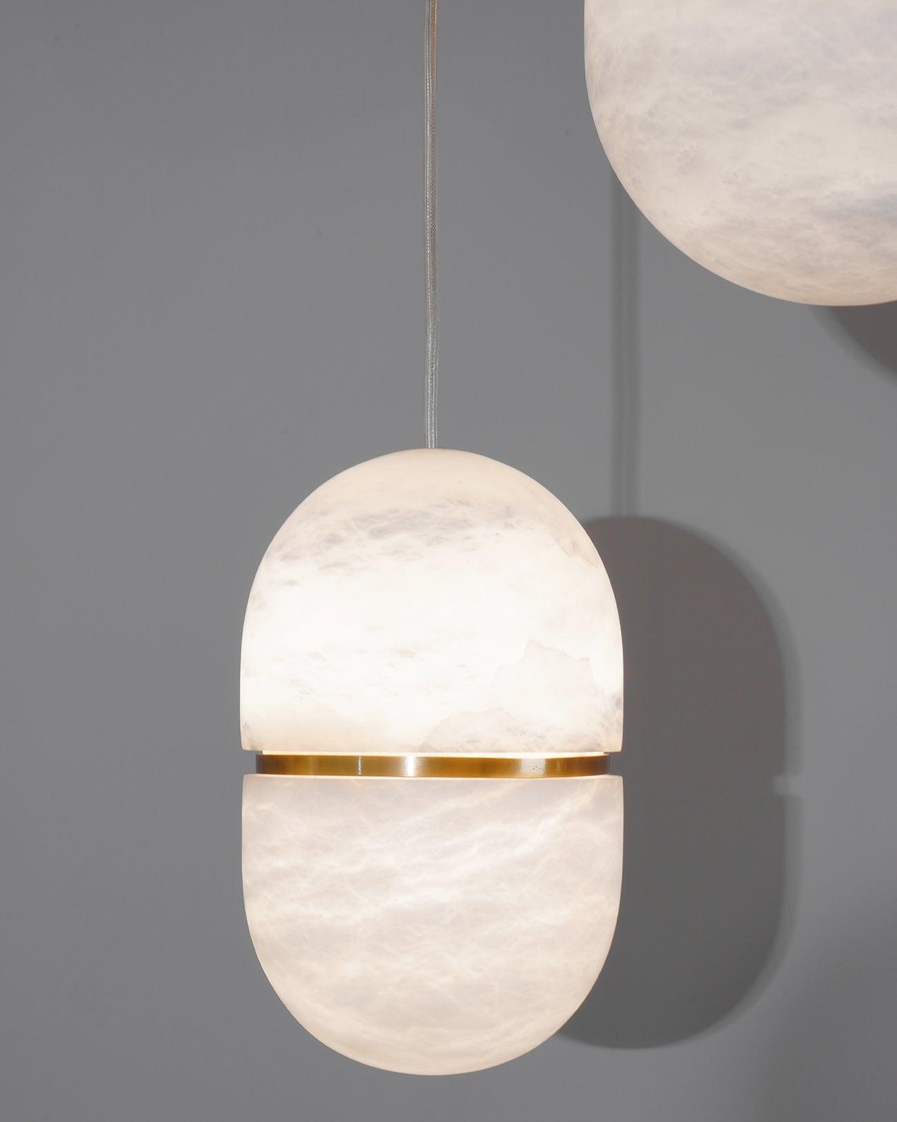 Satatr Alabaster Pendant Light Capsule-shaped-Neutral Decor