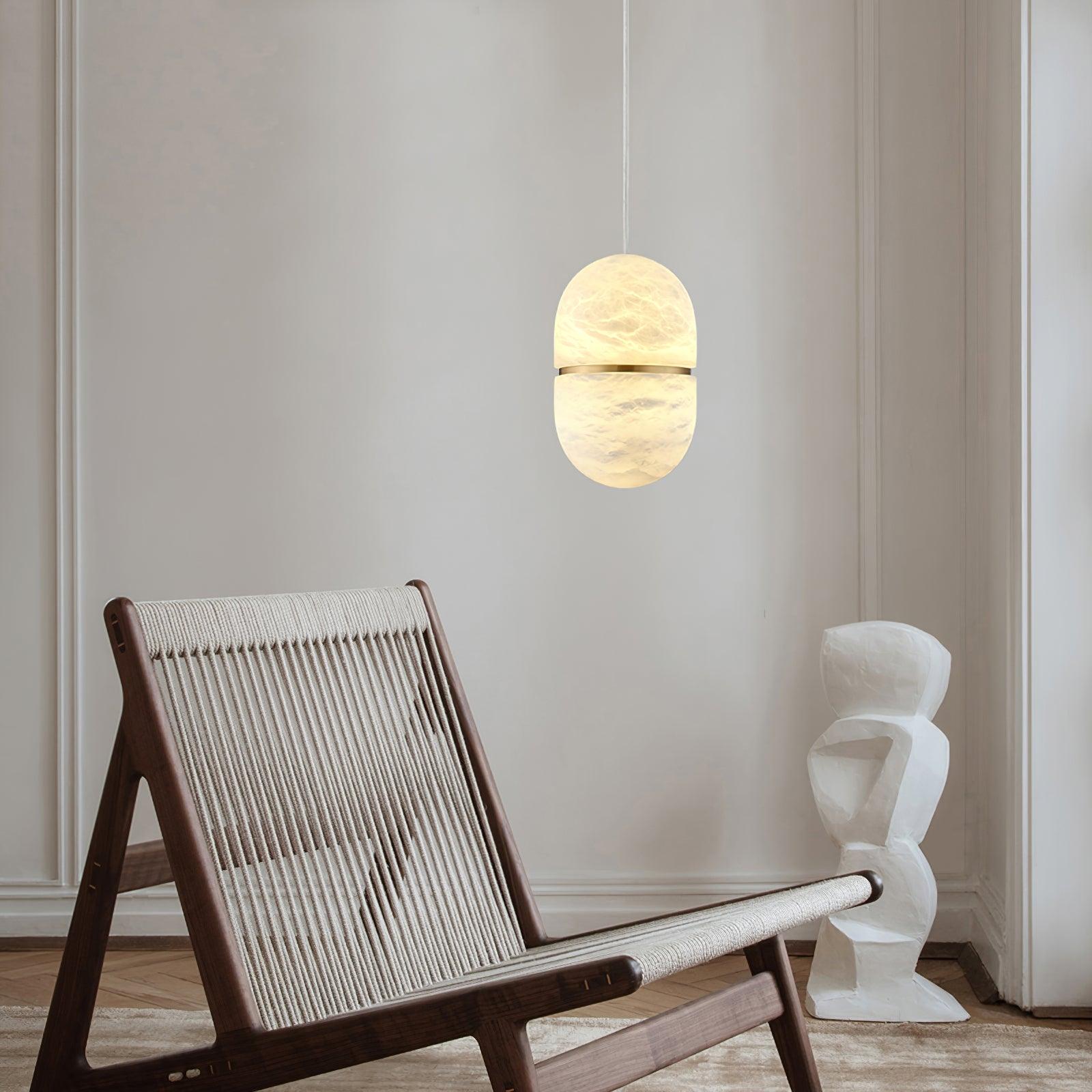 Satatr Alabaster Pendant Light Capsule-shaped-Neutral Decor