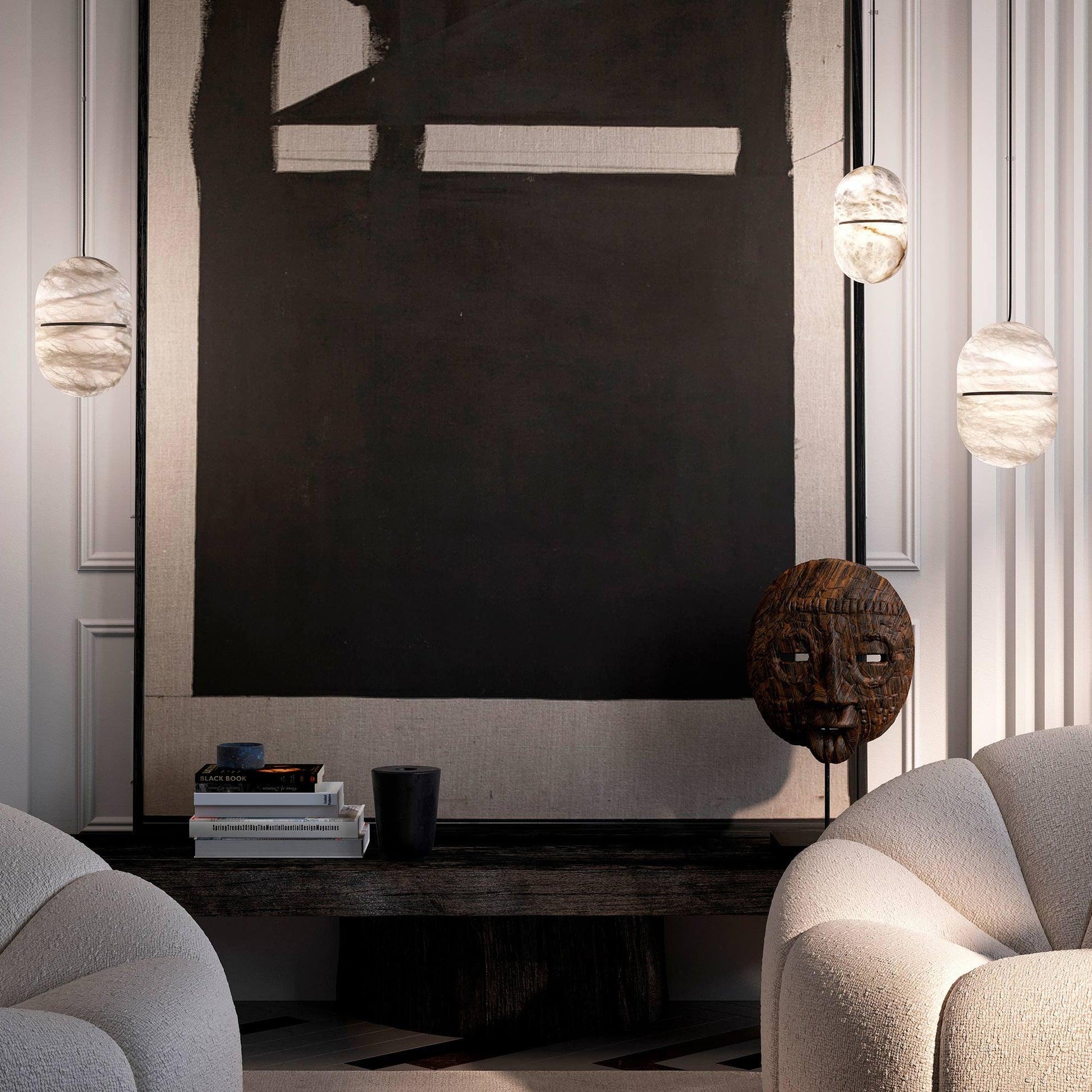 Satatr Alabaster Pendant Light Capsule-shaped-Neutral Decor