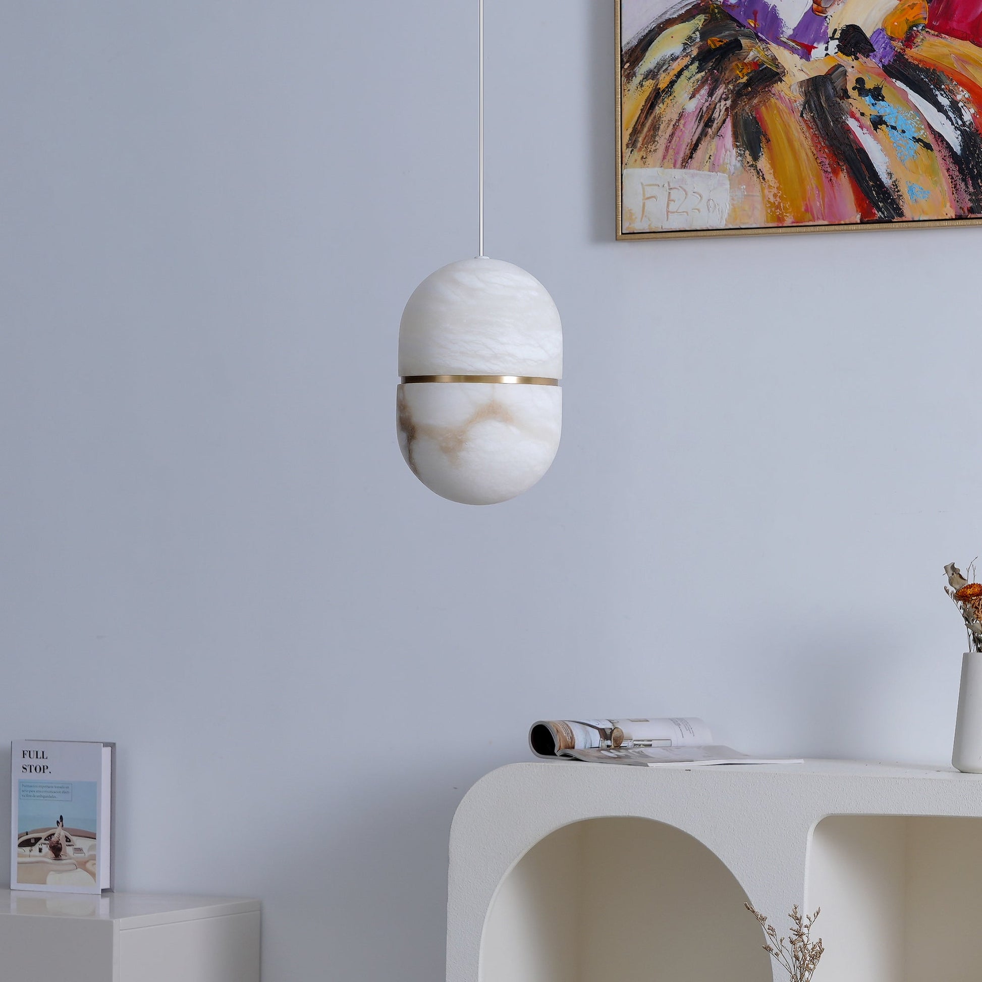 Satatr Alabaster Pendant Light Capsule-shaped-Neutral Decor