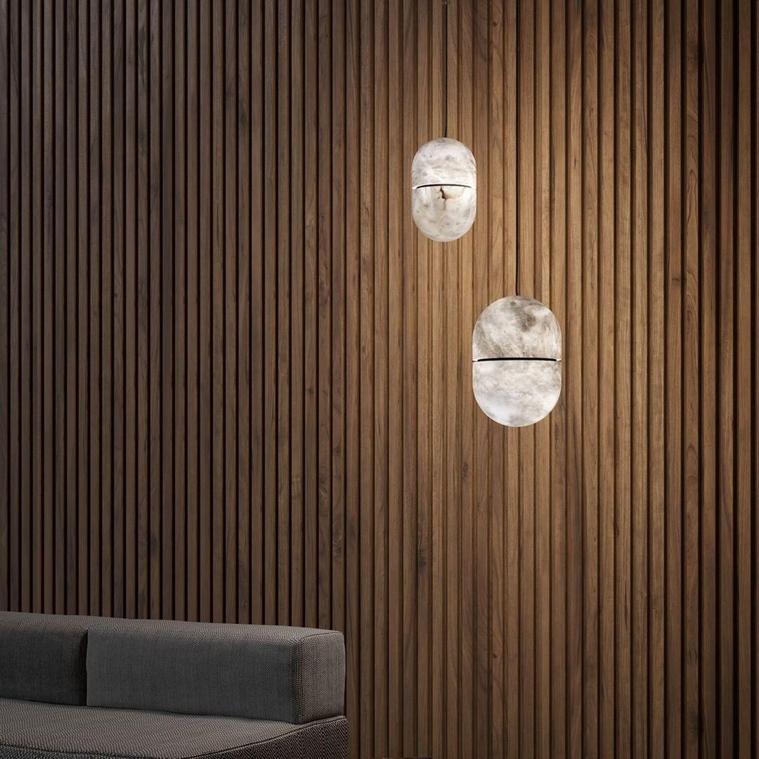 Satatr Alabaster Pendant Light Capsule-shaped-Neutral Decor