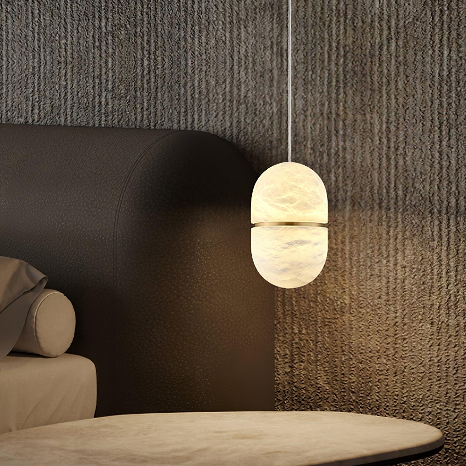 Satatr Alabaster Pendant Light Capsule-shaped-Neutral Decor