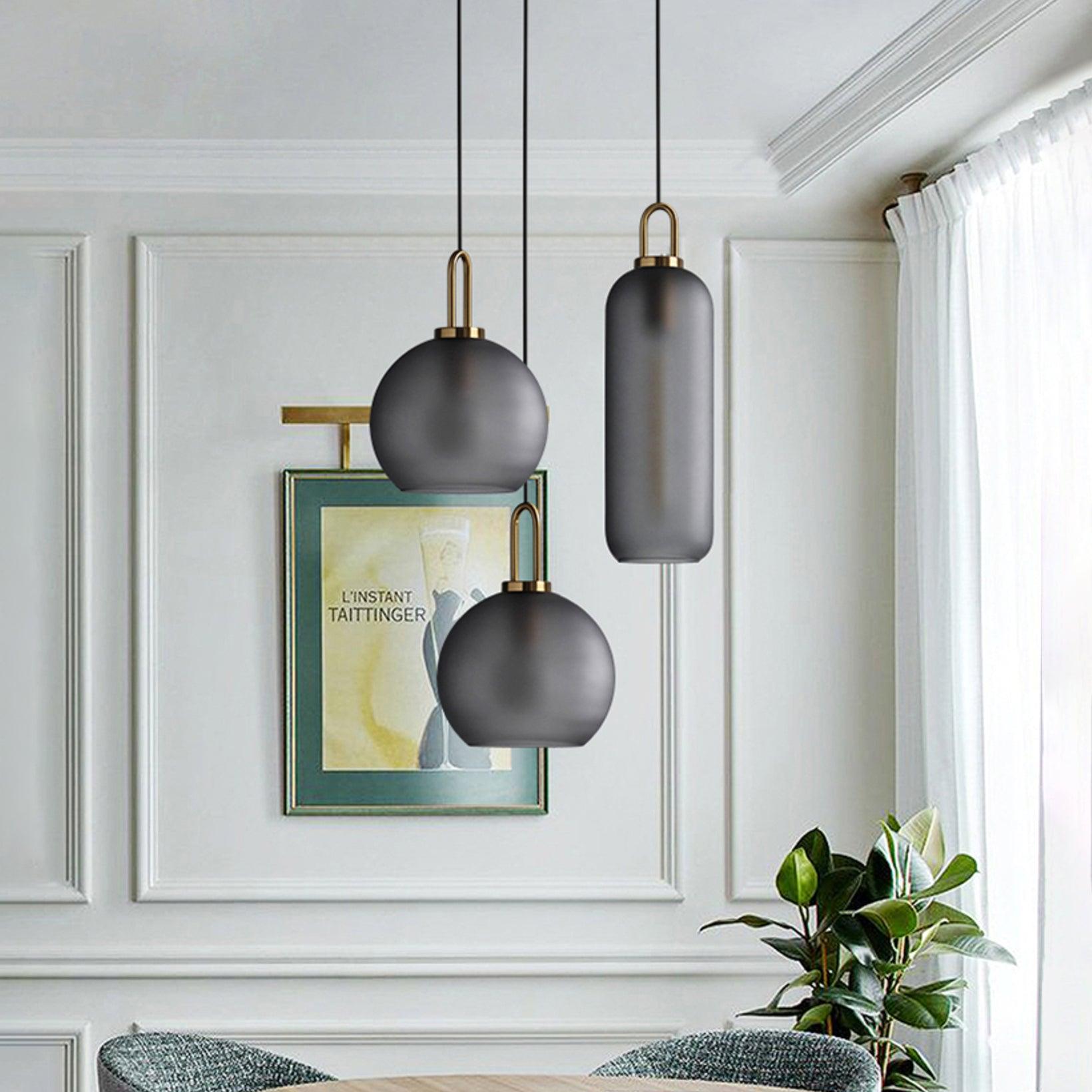 Sevelo Pendant Lamp Frosted Glass Swag Adjustable-Neutral Decor