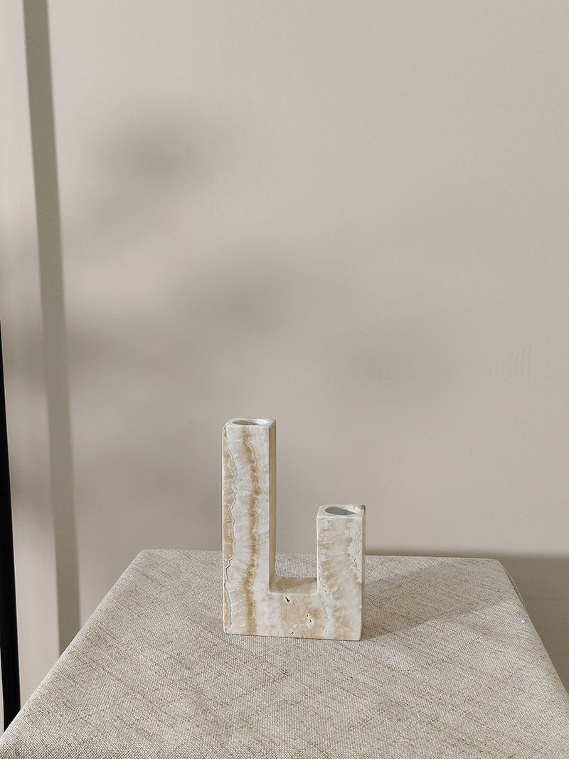 Horze Modern Yellow Travertine Candle Holder-Neutral Decor