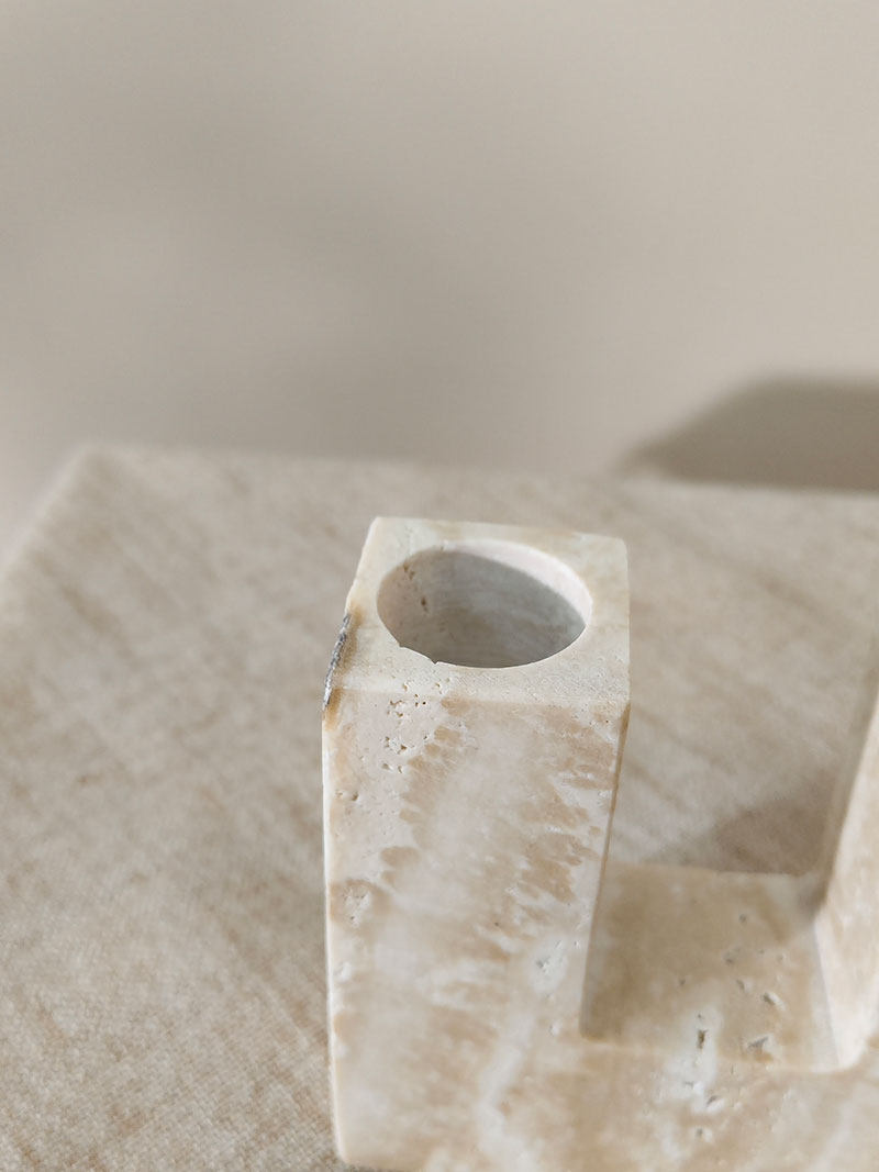 Horze Modern Yellow Travertine Candle Holder-Neutral Decor