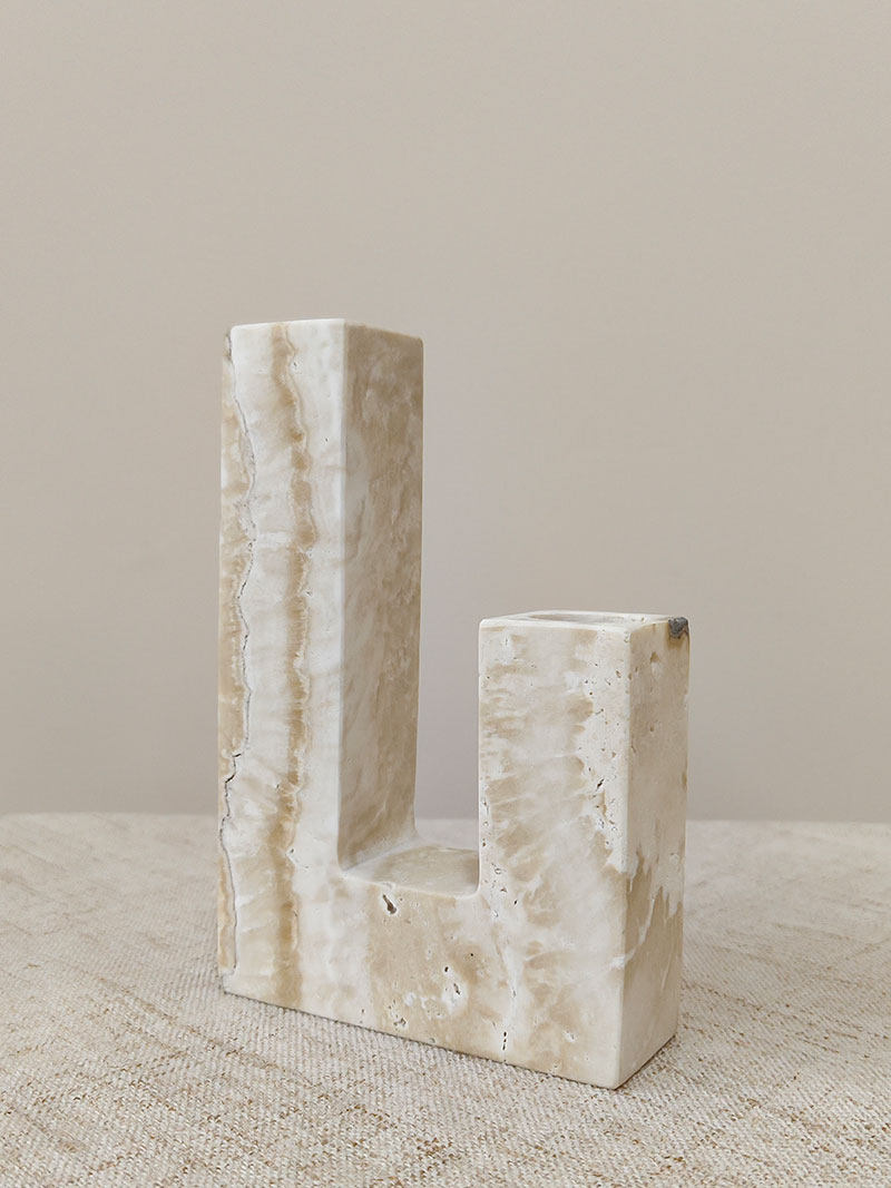 Horze Modern Yellow Travertine Candle Holder-Neutral Decor