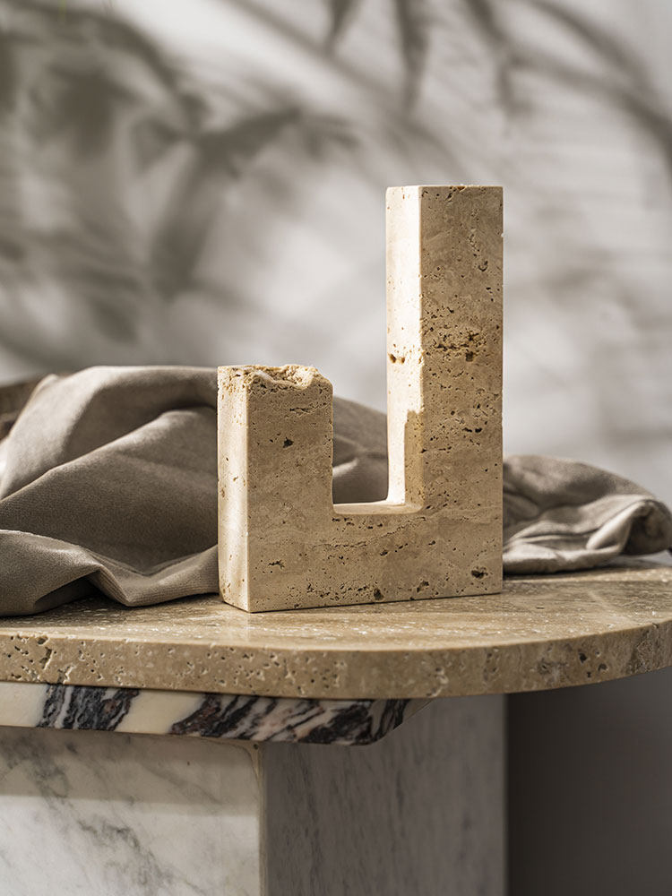 Horze Modern Yellow Travertine Candle Holder-Neutral Decor