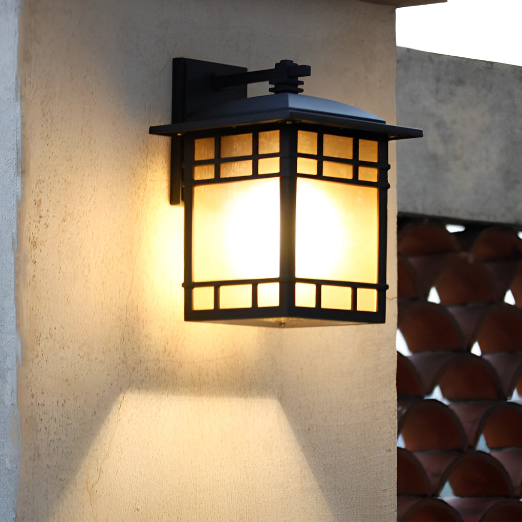 Dillon Square Retro Vintage Glass Outdoor Wall Lights