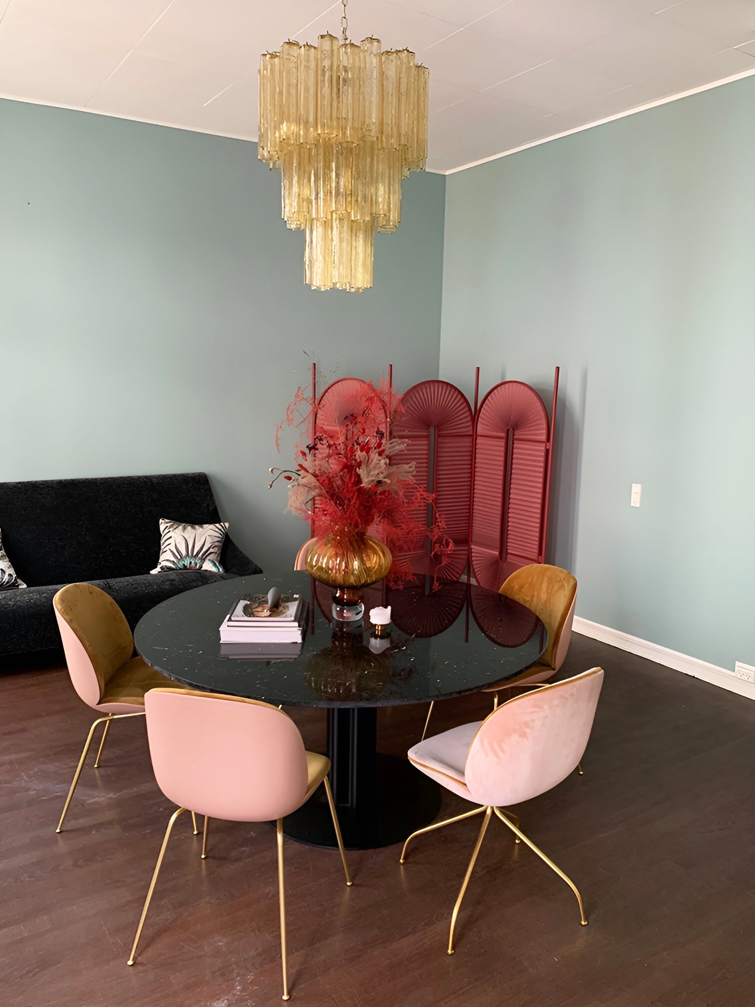 Aurora Chandelier Yellow Glass Tube Tiered Warm-Neutral Decor