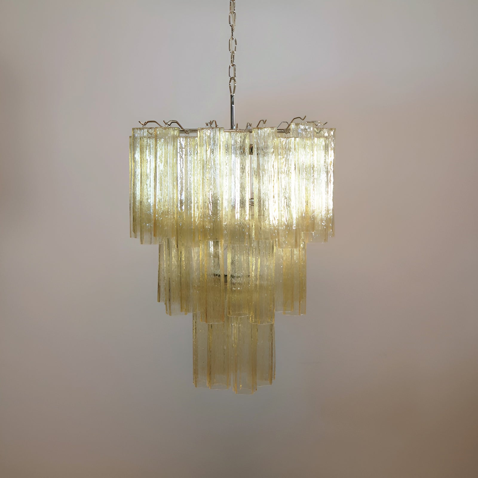 Aurora Chandelier Yellow Glass Tube Tiered Warm-Neutral Decor
