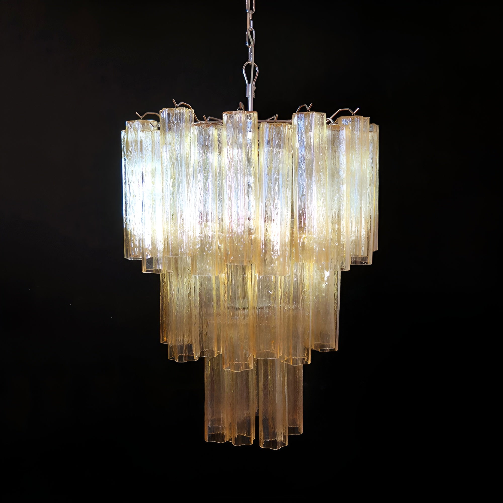 Aurora Chandelier Yellow Glass Tube Tiered Warm-Neutral Decor