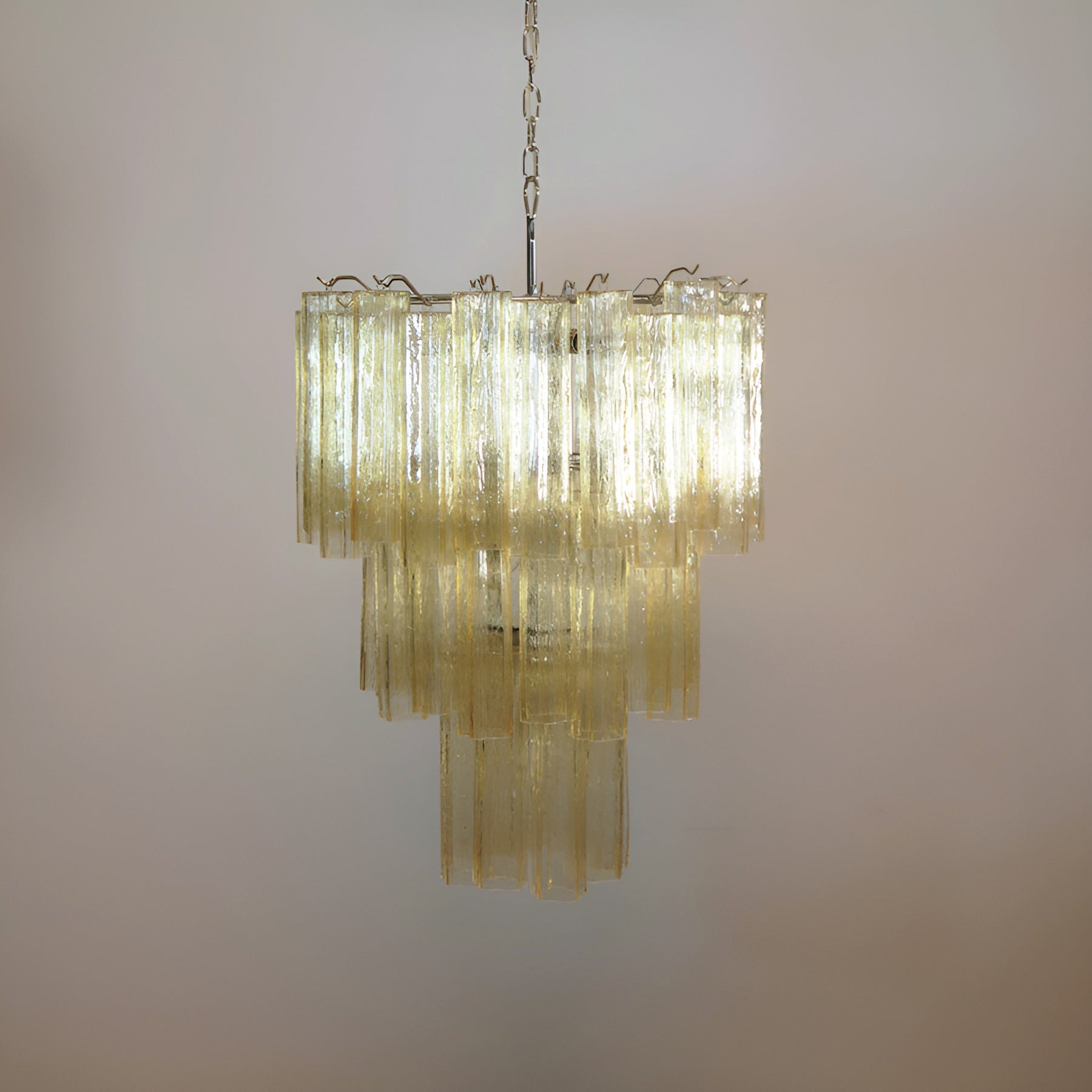 Aurora Chandelier Yellow Glass Tube Tiered Warm-Neutral Decor