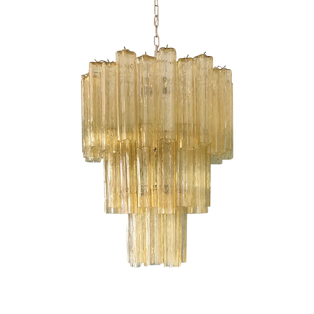 Aurora Chandelier Yellow Glass Tube Tiered Warm-Neutral Decor