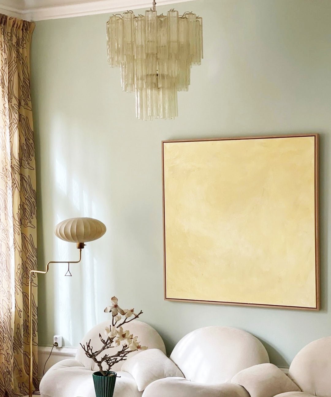 Aurora Chandelier Yellow Glass Tube Tiered Warm-Neutral Decor