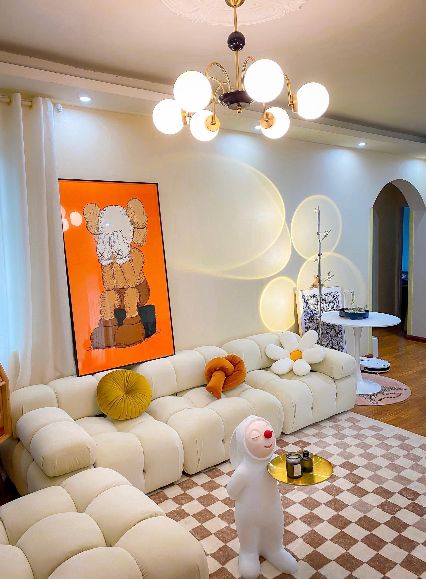 Halion Chandelier Rod Frame and White-Neutral Decor