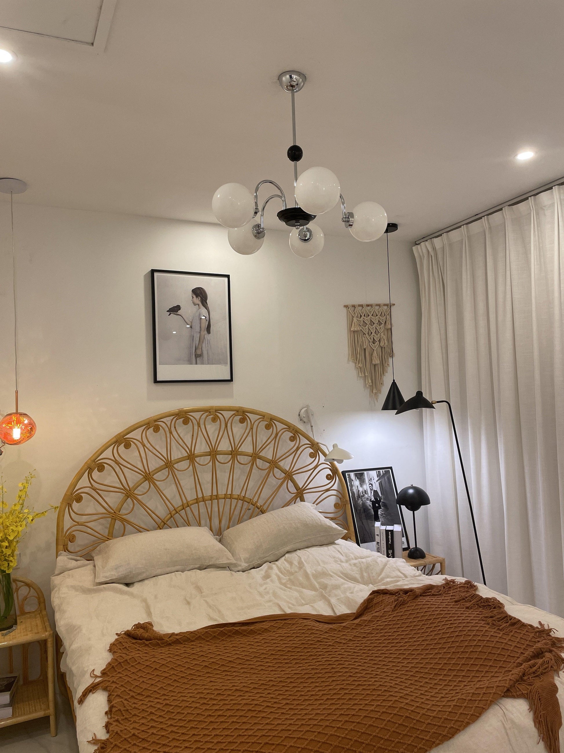 Halion Chandelier Rod Frame and White-Neutral Decor