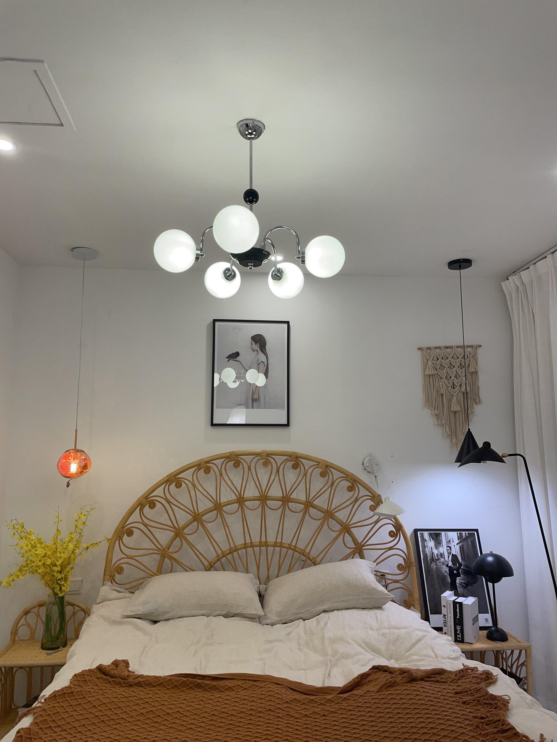 Halion Chandelier Rod Frame and White-Neutral Decor