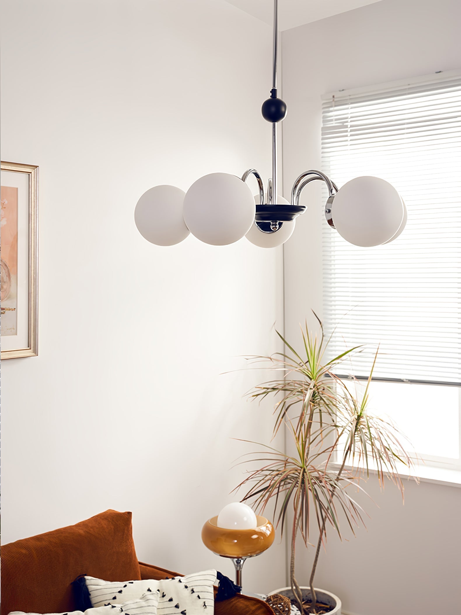 Halion Chandelier Rod Frame and White-Neutral Decor