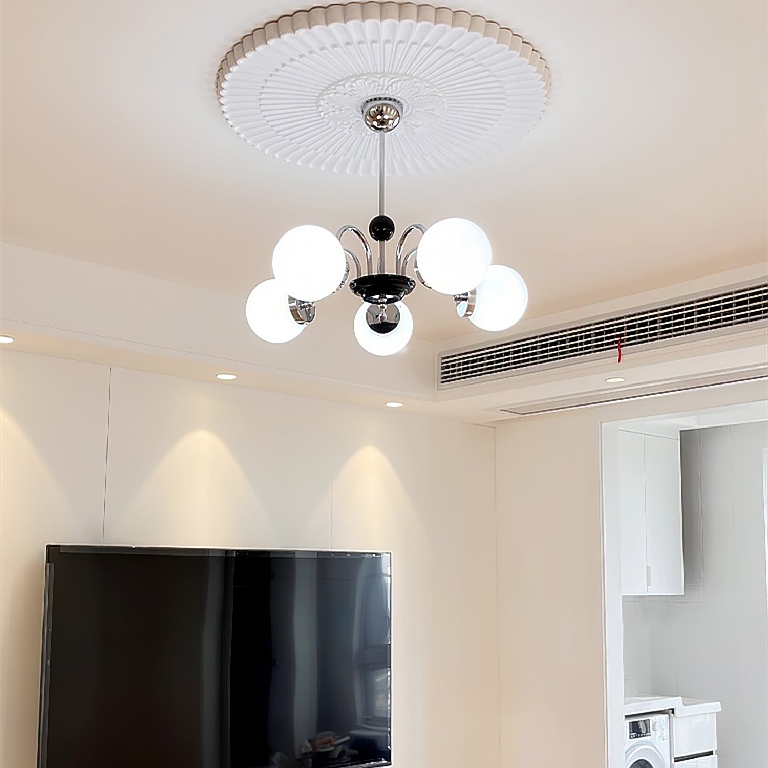 Halion Chandelier Rod Frame and White-Neutral Decor
