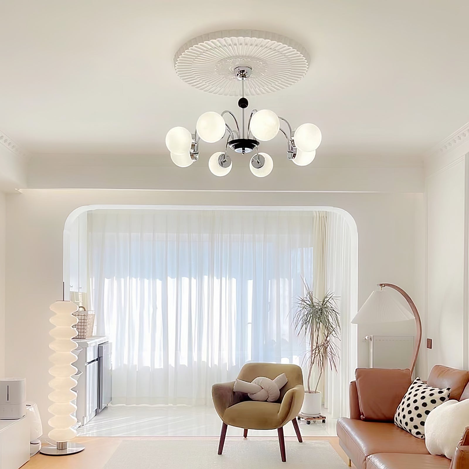 Halion Chandelier Rod Frame and White-Neutral Decor