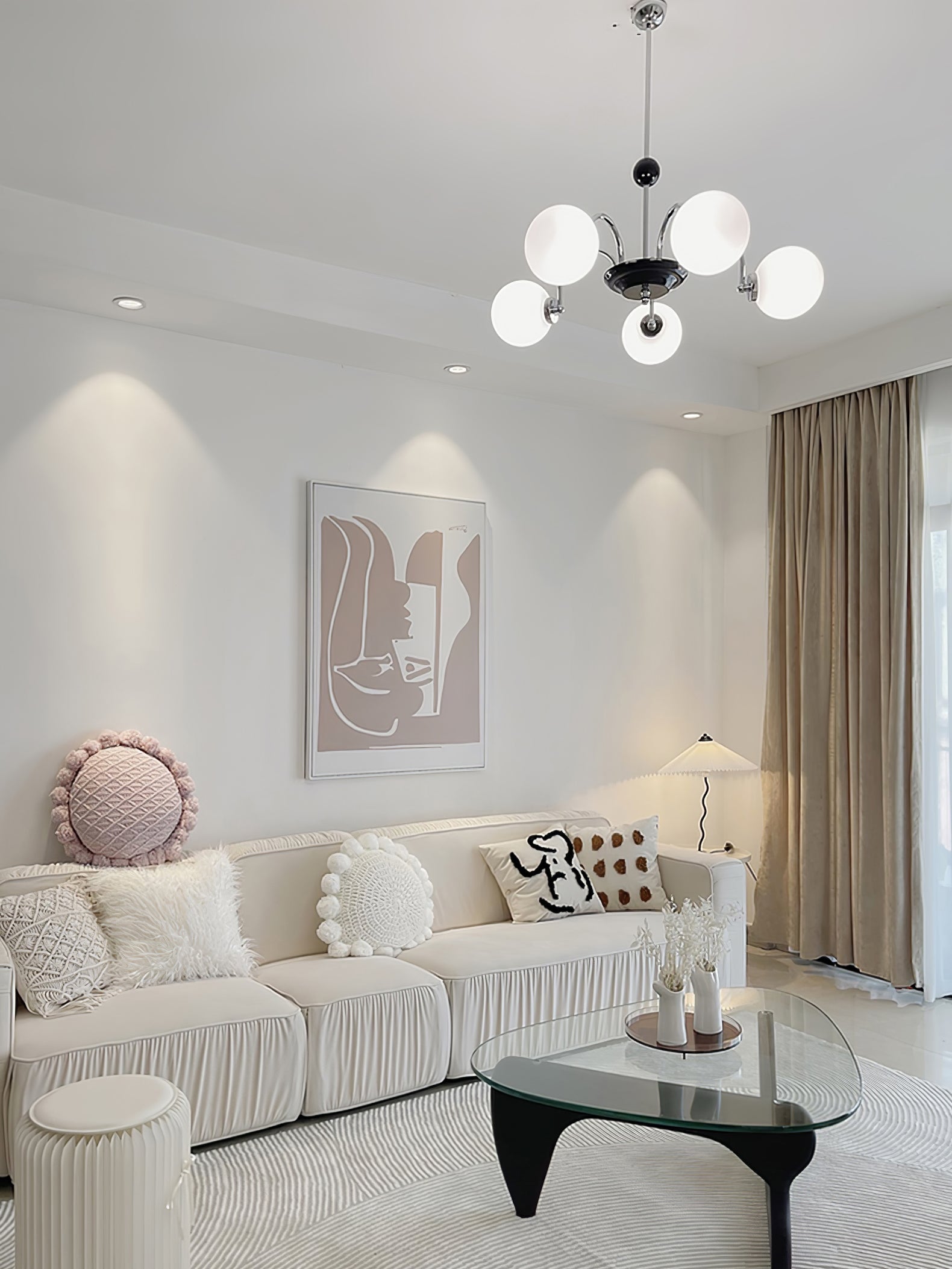 Halion Chandelier Rod Frame and White-Neutral Decor