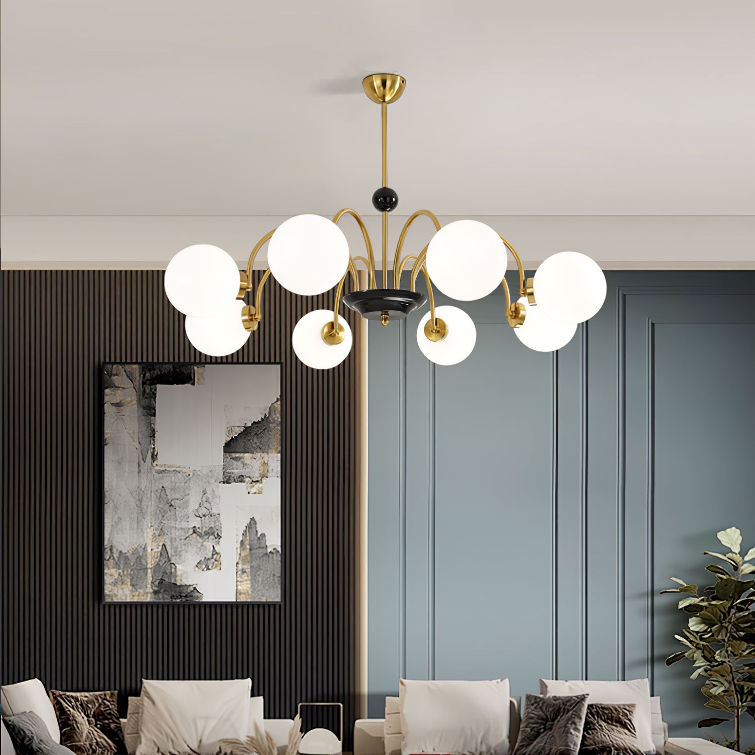 Halion Chandelier Rod Frame and White-Neutral Decor