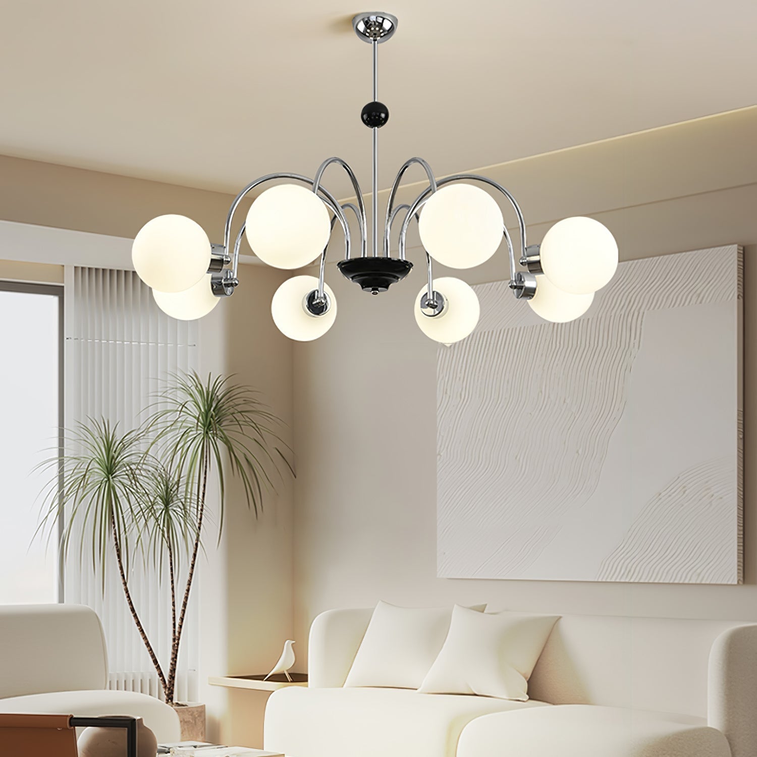 Halion Chandelier Rod Frame and White-Neutral Decor