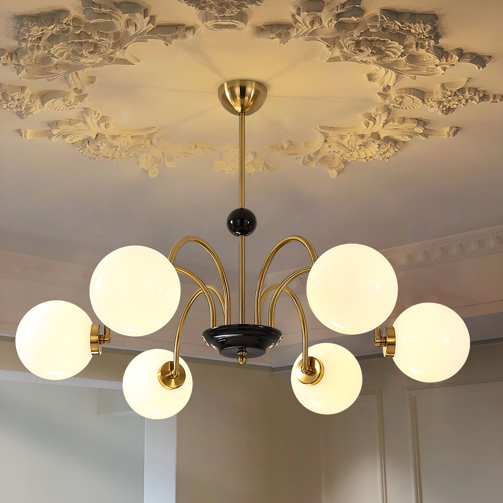 Halion Chandelier Rod Frame and White-Neutral Decor