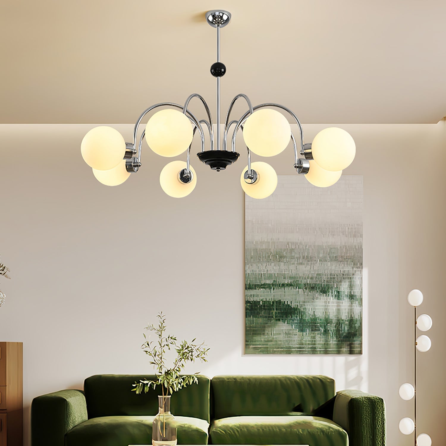 Halion Chandelier Rod Frame and White-Neutral Decor