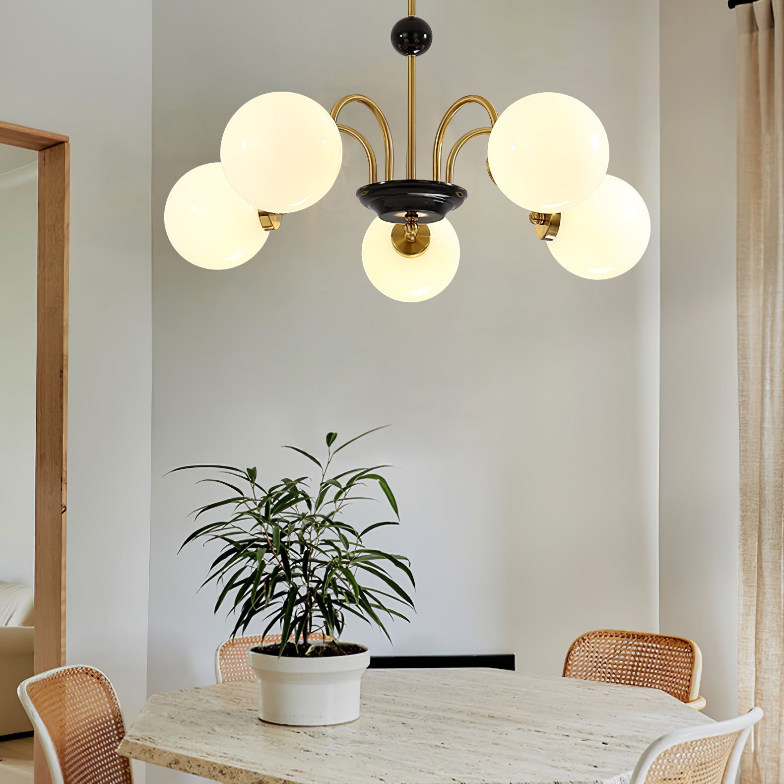 Halion Chandelier Rod Frame and White-Neutral Decor