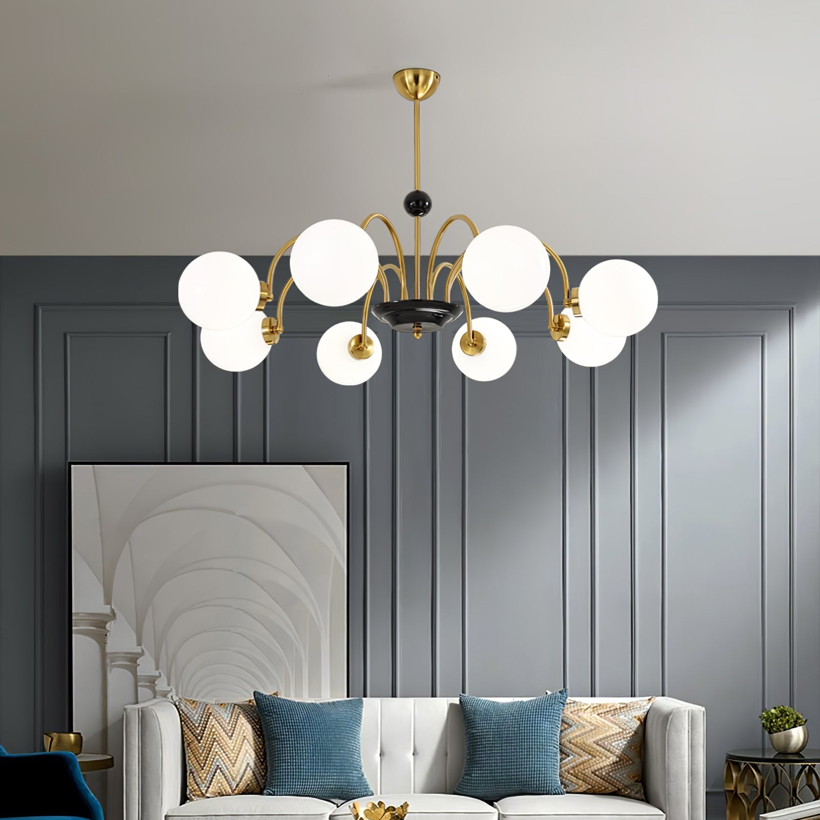Halion Chandelier Rod Frame and White-Neutral Decor
