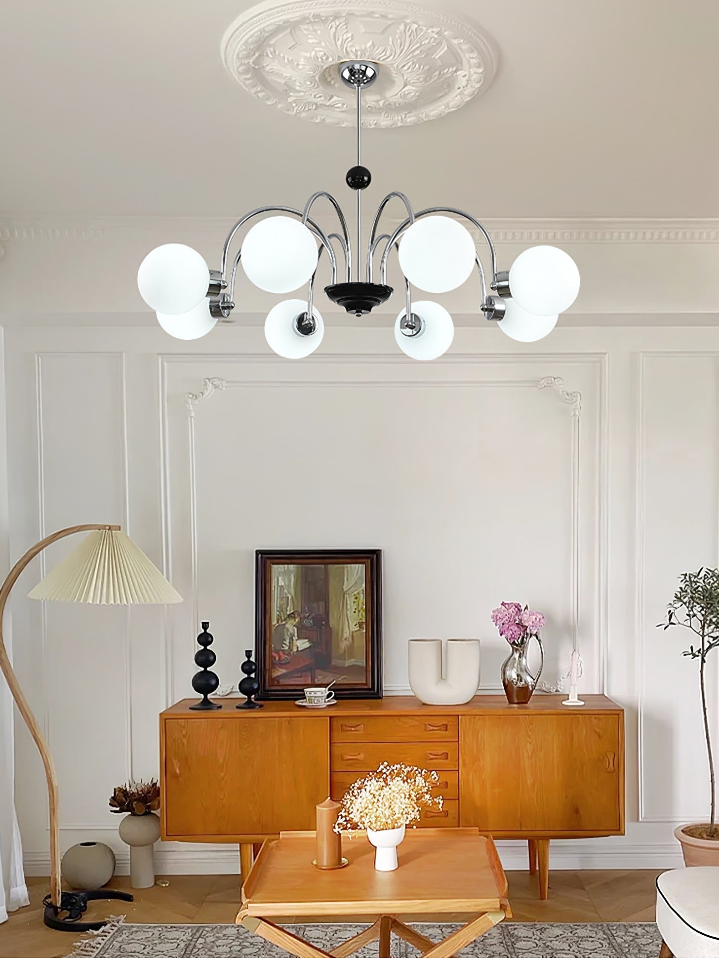 Halion Chandelier Rod Frame and White-Neutral Decor