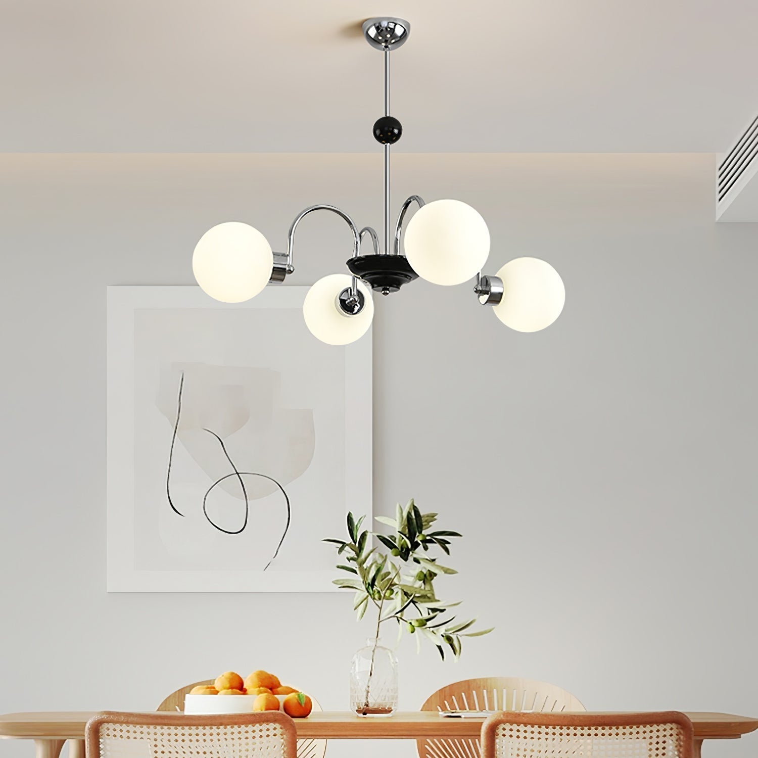 Halion Chandelier Rod Frame and White-Neutral Decor