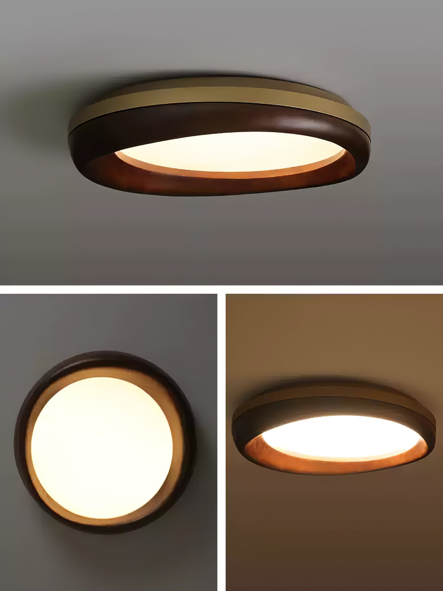 Eurtheara Organic Wood Glass Ceiling Light-Neutral Decor