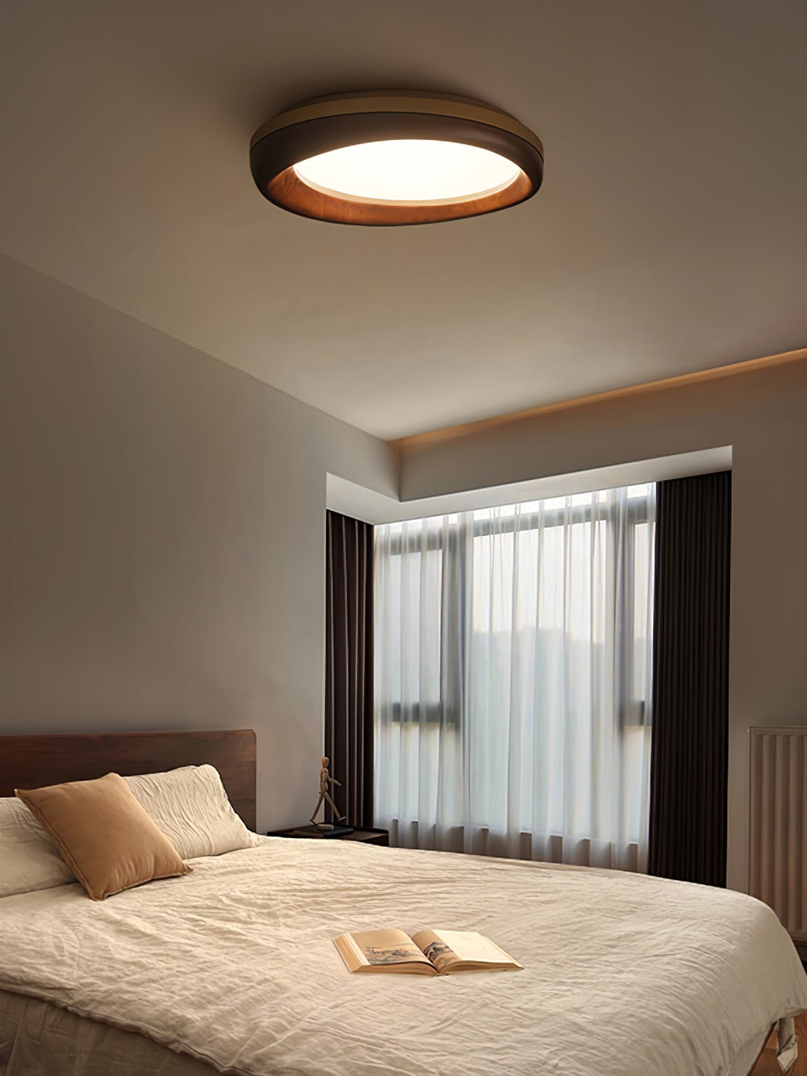 Eurtheara Organic Wood Glass Ceiling Light-Neutral Decor