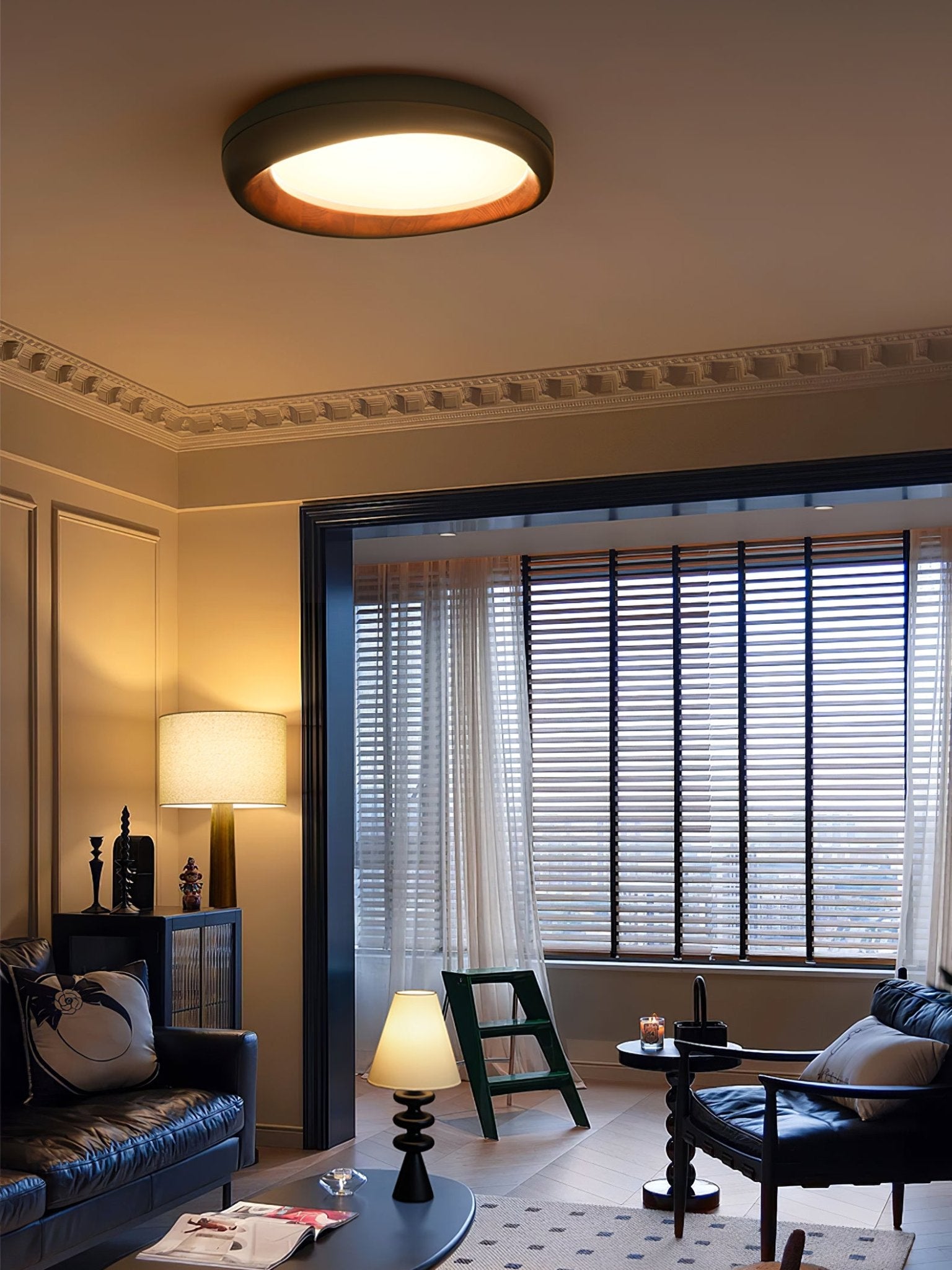 Eurtheara Organic Wood Glass Ceiling Light-Neutral Decor
