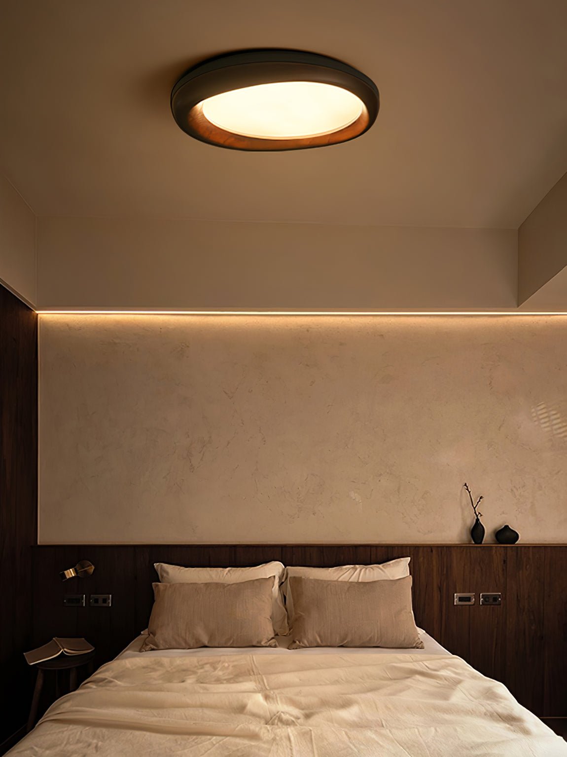 Eurtheara Organic Wood Glass Ceiling Light-Neutral Decor